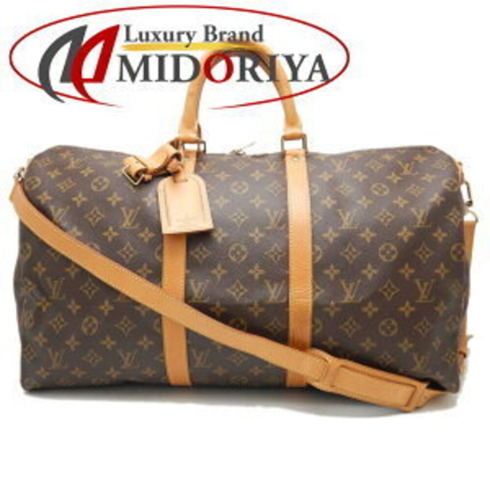 LOUIS VUITTON Monogram Keepall Bandouliere Boston Bag Brown
